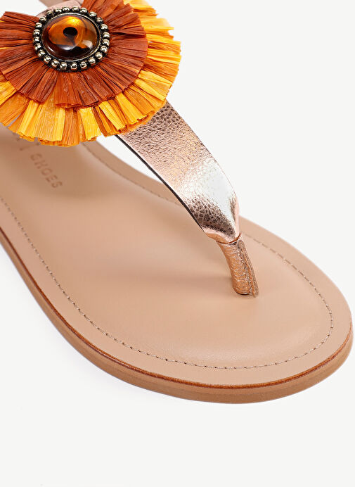 Yargıcı Altın Kadın Deri Sandalet 24YKAY4587X - Görsel 3