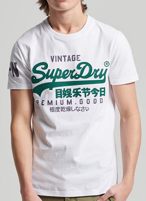 Superdry Bisiklet Yaka Baskılı Beyaz Erkek T-Shirt M1011356A01C_VL TEE