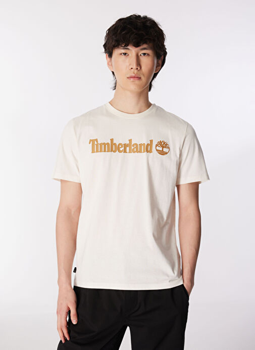 Timberland Beyaz Erkek Bisiklet Yaka Standart Fit Baskılı T-Shirt TB0A5UPQCM91_Short Sleeve Tee