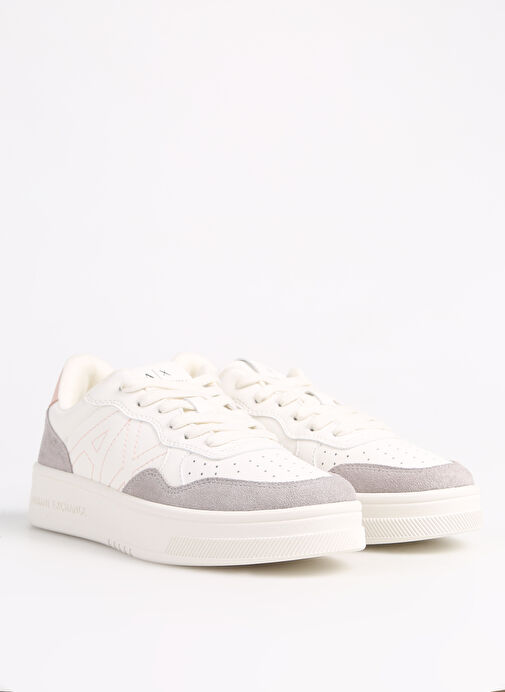 Armani Exchange Beyaz-Gri Kadın Deri - Kumaş Sneaker XDX103XV579T788 - Görsel 3
