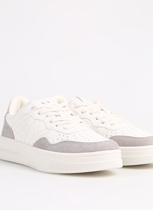Armani Exchange Beyaz-Gri Kadın Deri - Kumaş Sneaker XDX103XV579T788 - Görsel 6