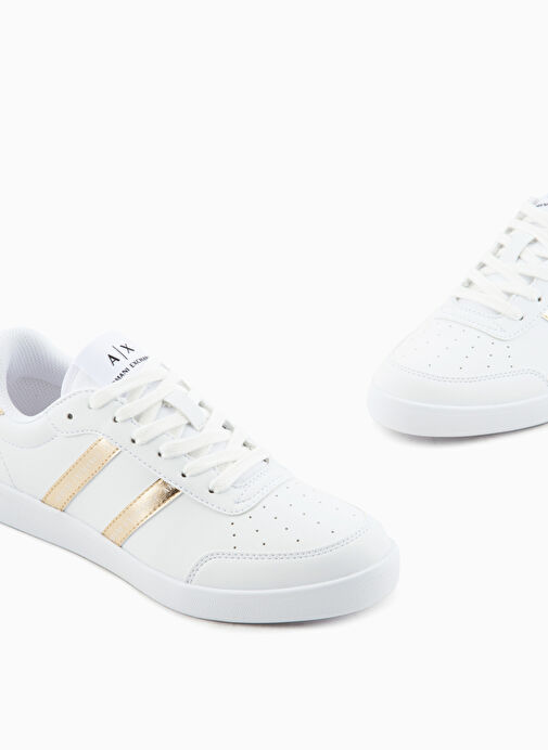Armani Exchange Beyaz-Sarı Kadın Deri Sneaker XDX148XV797T782 - Görsel 3