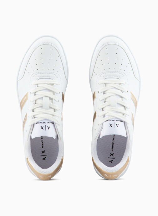 Armani Exchange Beyaz-Sarı Kadın Deri Sneaker XDX148XV797T782 - Görsel 4