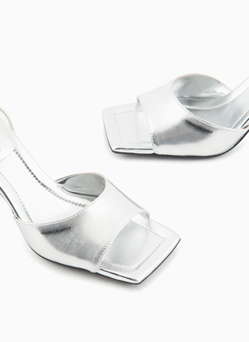 Armani Exchange Gümüş Kadın Deri Topuklu Ayakkabı XDP049XV84400520 - Görsel 4