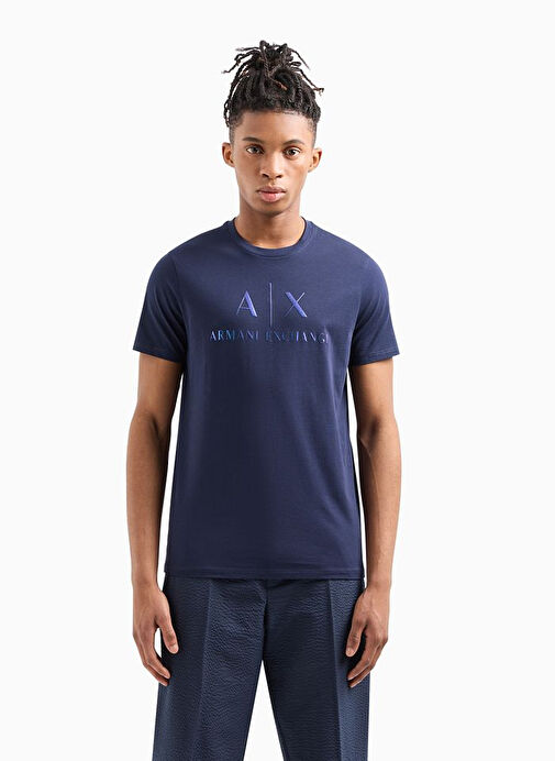 Armani Exchange Bisiklet Yaka Baskılı Lacivert Erkek T-Shirt 3DZTJE ZJH4Z 15BA