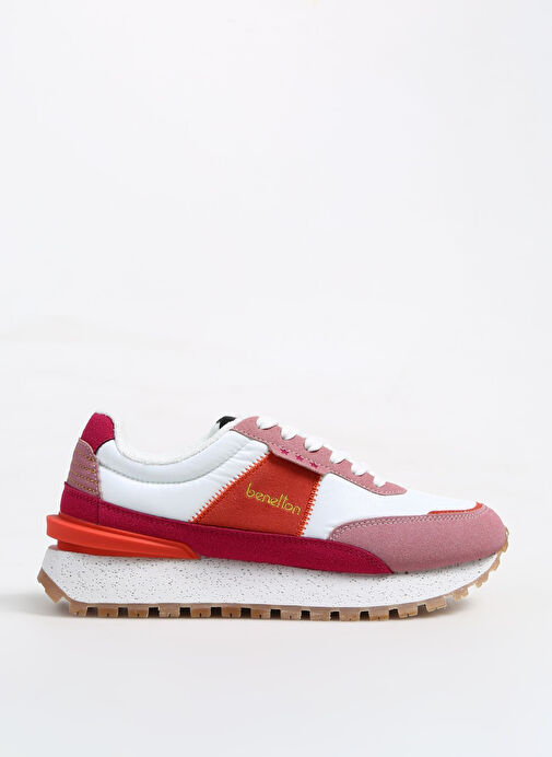Benetton Beyaz-Pembe Kadın kumaş Sneaker BNI-10070 - Görsel 2