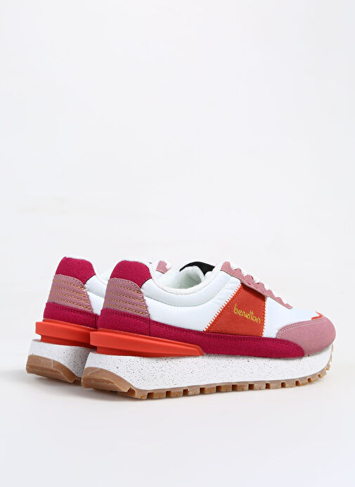 Benetton Beyaz-Pembe Kadın kumaş Sneaker BNI-10070 - Görsel 4