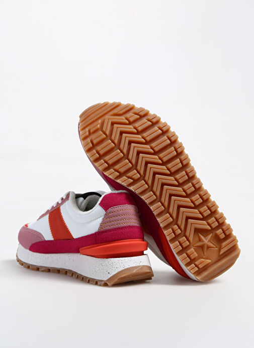 Benetton Beyaz-Pembe Kadın kumaş Sneaker BNI-10070 - Görsel 5