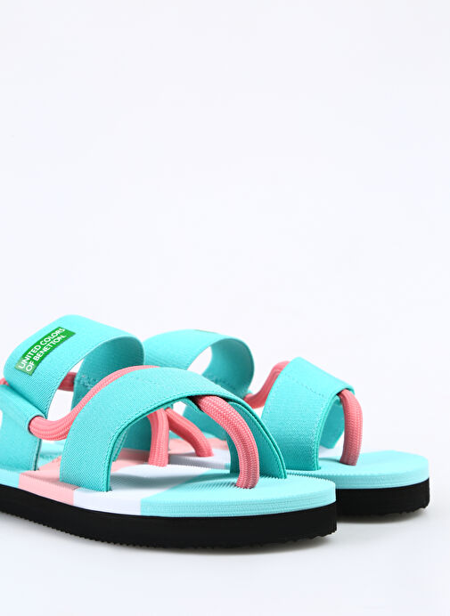 Benetton Su Yeşili-Pembe Kadın Sandalet BNI-10214 - Görsel 6