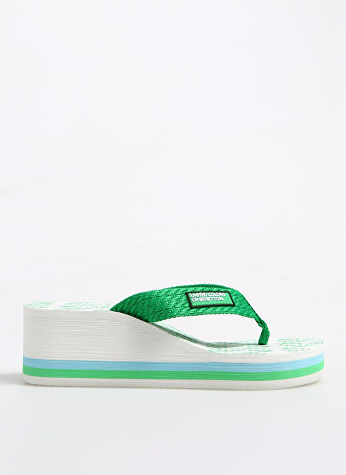 Benetton Yeşil-Beyaz Kadın Plaj Terliği BNI-10217 - Görsel 2