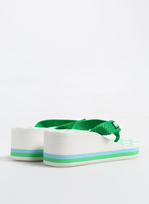 Benetton Yeşil-Beyaz Kadın Plaj Terliği BNI-10217 - Görsel 4
