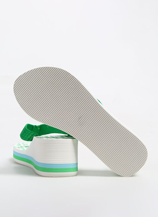 Benetton Yeşil-Beyaz Kadın Plaj Terliği BNI-10217 - Görsel 5
