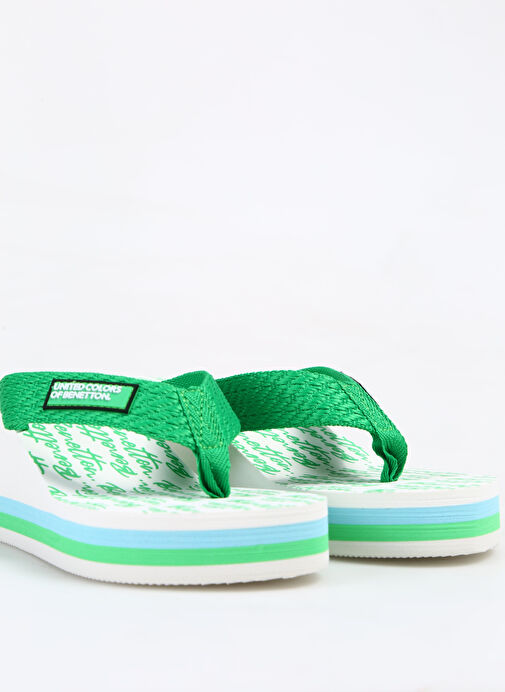 Benetton Yeşil-Beyaz Kadın Plaj Terliği BNI-10217 - Görsel 6
