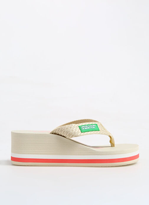 Benetton Bej-Pembe Kadın Plaj Terliği BNI-10218 - Görsel 2