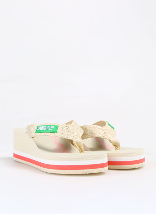 Benetton Bej-Pembe Kadın Plaj Terliği BNI-10218 - Görsel 3