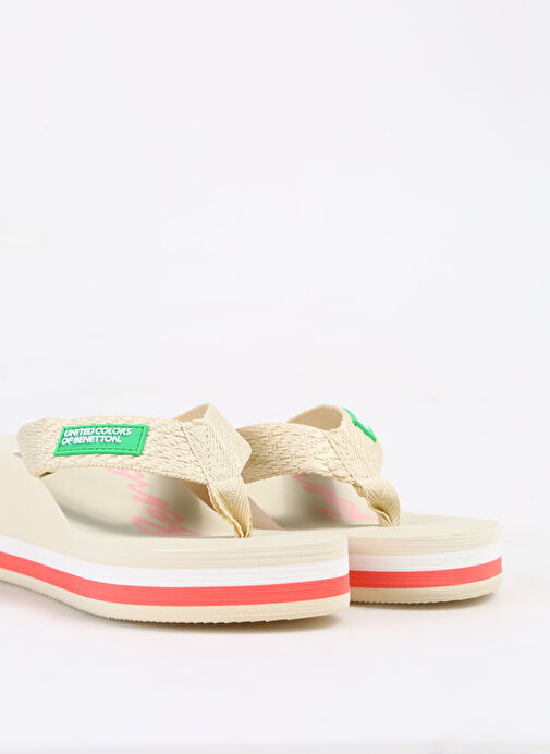 Benetton Bej-Pembe Kadın Plaj Terliği BNI-10218 - Görsel 6
