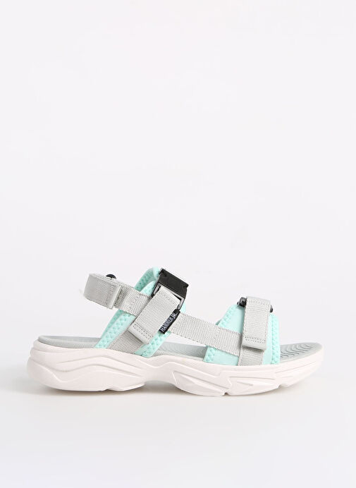 Hammer Jack Gri-Turkuaz Kadın Deri - Kumaş Sandalet LADIS Z SANDALET - Görsel 2