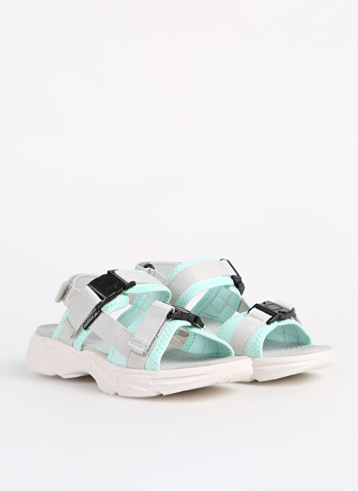Hammer Jack Gri-Turkuaz Kadın Deri - Kumaş Sandalet LADIS Z SANDALET - Görsel 3