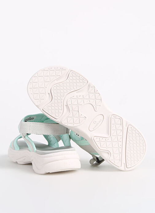 Hammer Jack Gri-Turkuaz Kadın Deri - Kumaş Sandalet LADIS Z SANDALET - Görsel 5