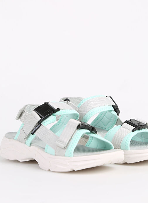 Hammer Jack Gri-Turkuaz Kadın Deri - Kumaş Sandalet LADIS Z SANDALET - Görsel 6