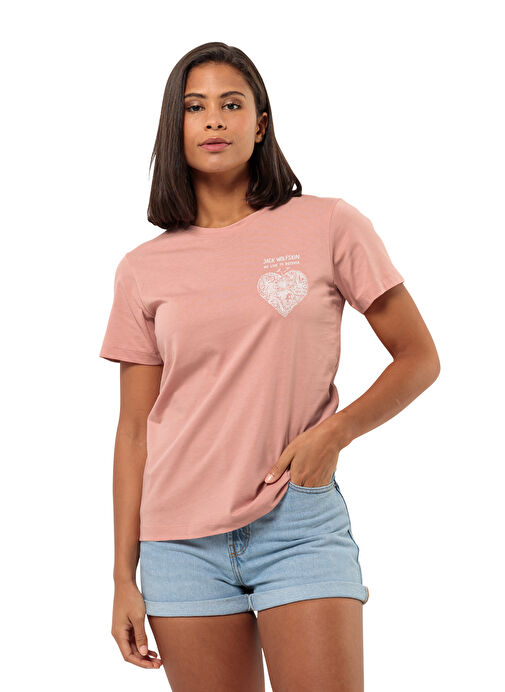 Jack Wolfskin Pembe Kadın Bisiklet Yaka T-Shirt 1809701_2919_DISCOVER HEART T W