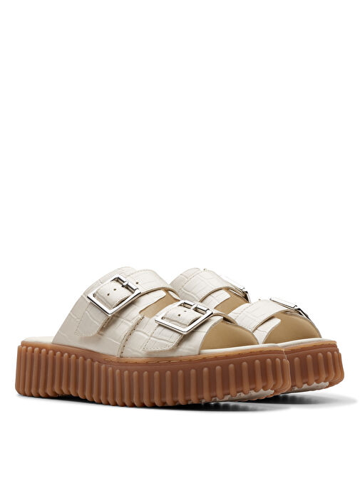 Clarks Krem Kadın Deri Terlik 26176430 - Görsel 5