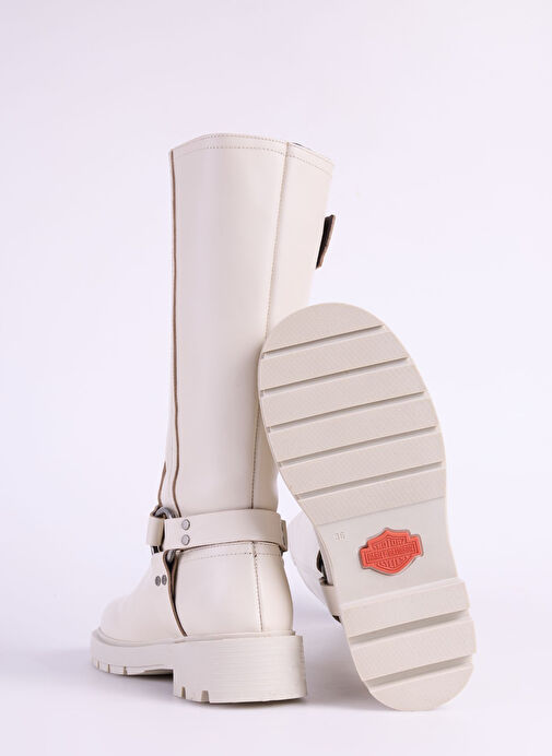 Harley Davidson Kırık Beyaz Kadın Deri Çizme 026Z100068 - Görsel 5