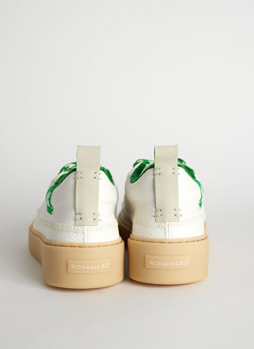 Bonamaso Beyaz - Yeşil Doğal Kauçuk + Vegan Deri Erkek Sneaker Antonio - Flores - Görsel 6