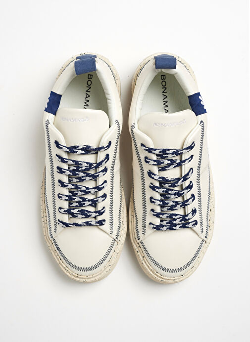 Bonamaso Beyaz - Lacivert Doğal Kauçuk + Vegan Deri Erkek Sneaker Antonio - Coronel - Görsel 4