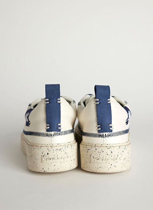 Bonamaso Beyaz - Lacivert Doğal Kauçuk + Vegan Deri Erkek Sneaker Antonio - Coronel - Görsel 6