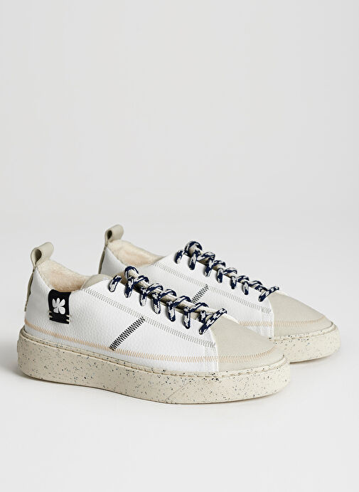 Bonamaso Beyaz - Siyah Doğal Kauçuk + Vegan Deri Erkek Sneaker Antonio - Libre - Görsel 3