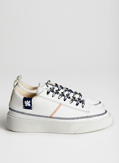 Bonamaso Beyaz-Mavi Kadın Deri Sneaker APT - Görsel 2