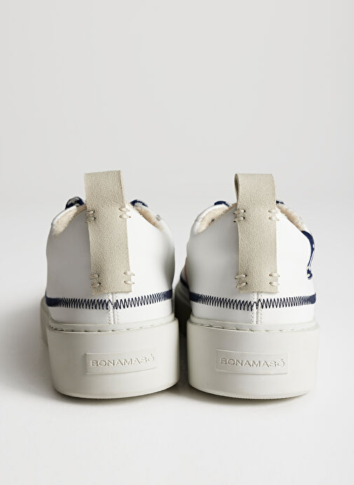 Bonamaso Beyaz-Mavi Kadın Deri Sneaker APT - Görsel 6