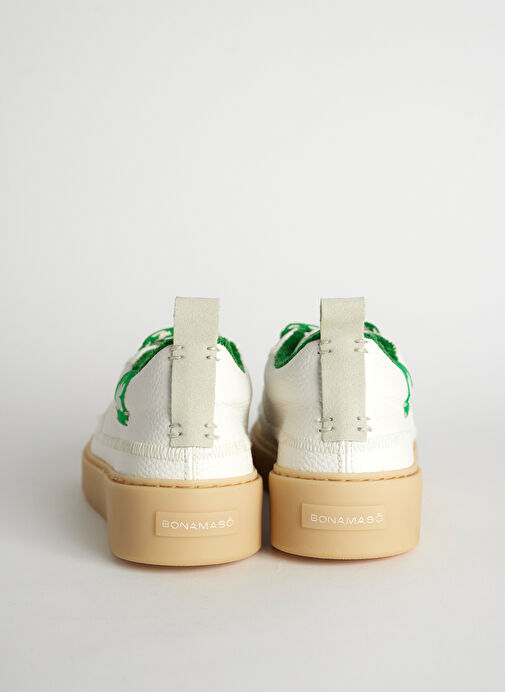 Bonamaso Beyaz-Yeşil Kadın Deri Sneaker AFL - Görsel 6
