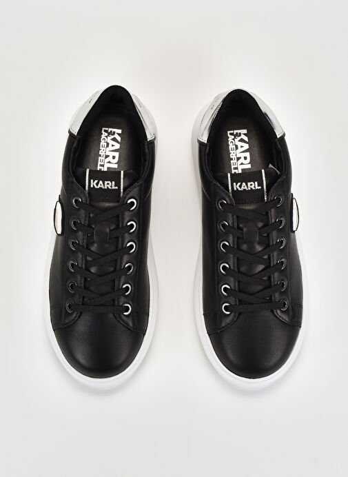 Karl Lagerfeld Siyah-Gümüş Kadın Deri Sneaker KL62530N 000 - Görsel 4