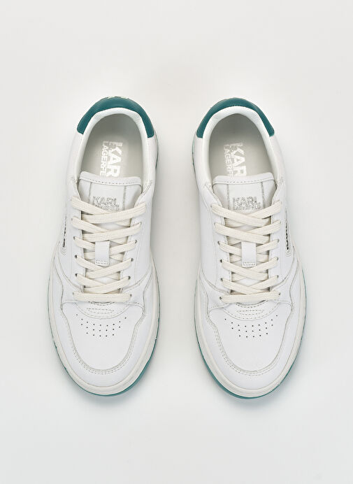 Karl Lagerfeld Beyaz-Yeşil Kadın deri Sneaker KL63024 01F - Görsel 4