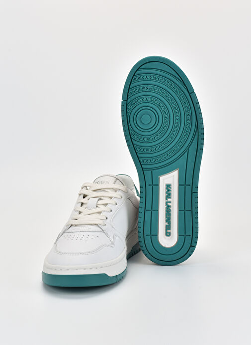 Karl Lagerfeld Beyaz-Yeşil Kadın deri Sneaker KL63024 01F - Görsel 6