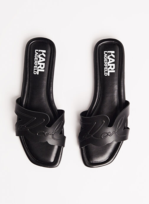 Karl Lagerfeld Siyah Kadın Deri Terlik KL85408 000 - Görsel 4