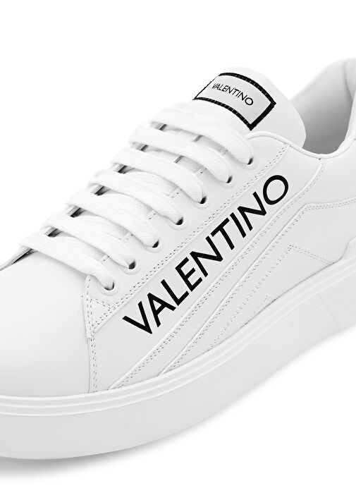 Valentino Beyaz - Siyah Erkek Deri Sneaker REY - Görsel 6