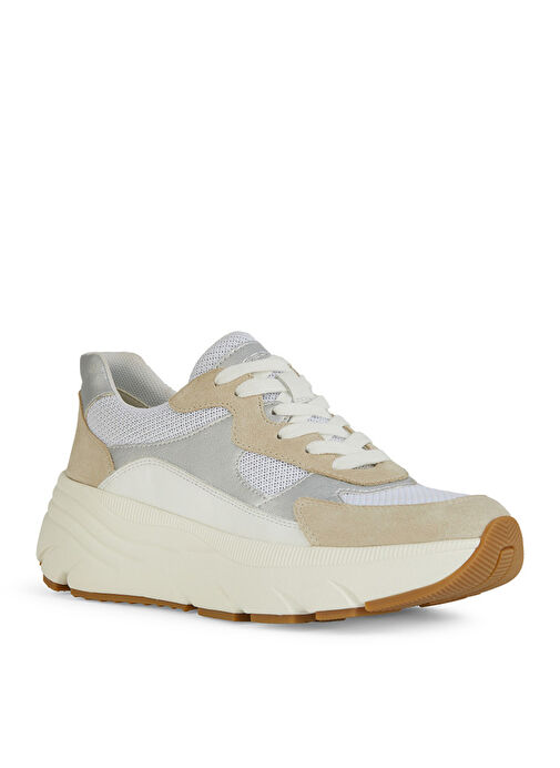 Geox Beyaz-Gümüş Kadın deri Sneaker D DIAMANTA B - Görsel 3