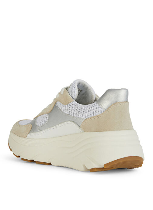 Geox Beyaz-Gümüş Kadın deri Sneaker D DIAMANTA B - Görsel 4