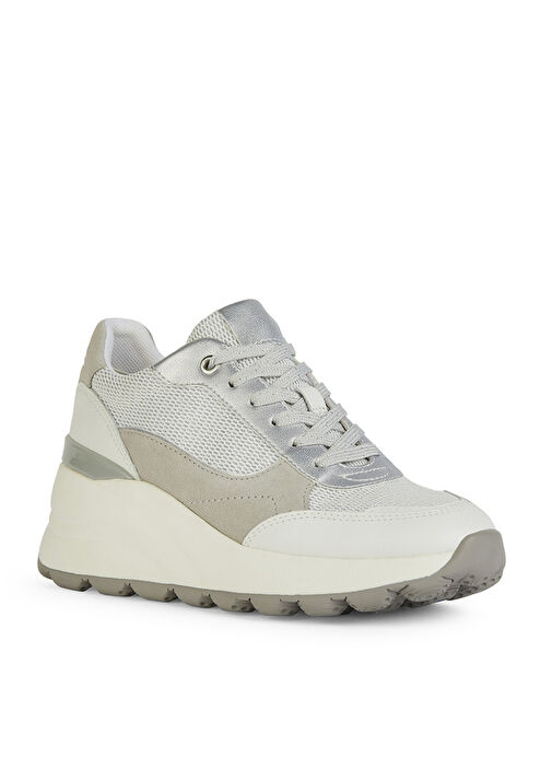 Geox Beyaz-Gümüş Kadın deri Sneaker D SPHERICA EC13 A - Görsel 3