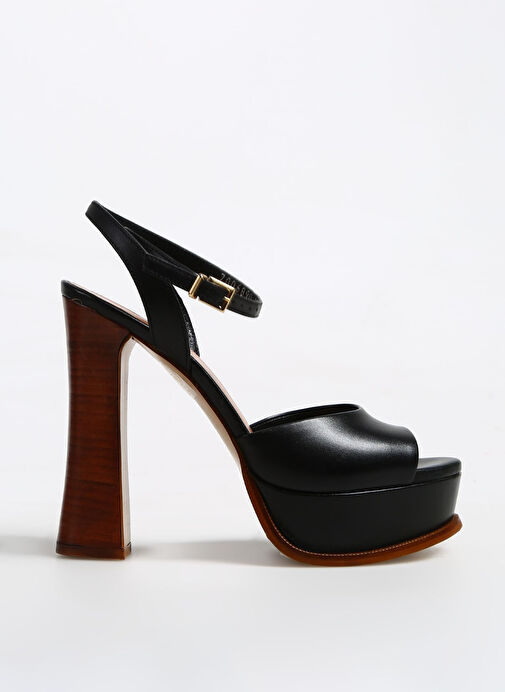 George Hogg Siyah Kadın Deri Topuklu Sandalet VERSO-4SS - Görsel 2