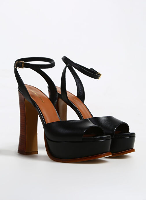 George Hogg Siyah Kadın Deri Topuklu Sandalet VERSO-4SS - Görsel 3