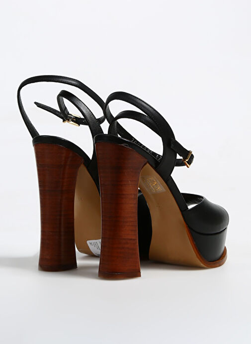 George Hogg Siyah Kadın Deri Topuklu Sandalet VERSO-4SS - Görsel 4