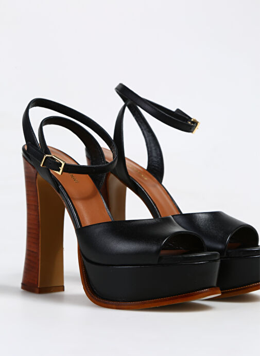 George Hogg Siyah Kadın Deri Topuklu Sandalet VERSO-4SS - Görsel 6