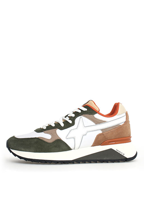W6Yz Beyaz-Haki-Turuncu Erkek süet Sneaker YAK - Görsel 2