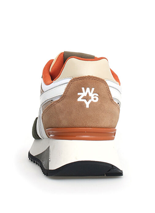 W6Yz Beyaz-Haki-Turuncu Erkek süet Sneaker YAK - Görsel 6