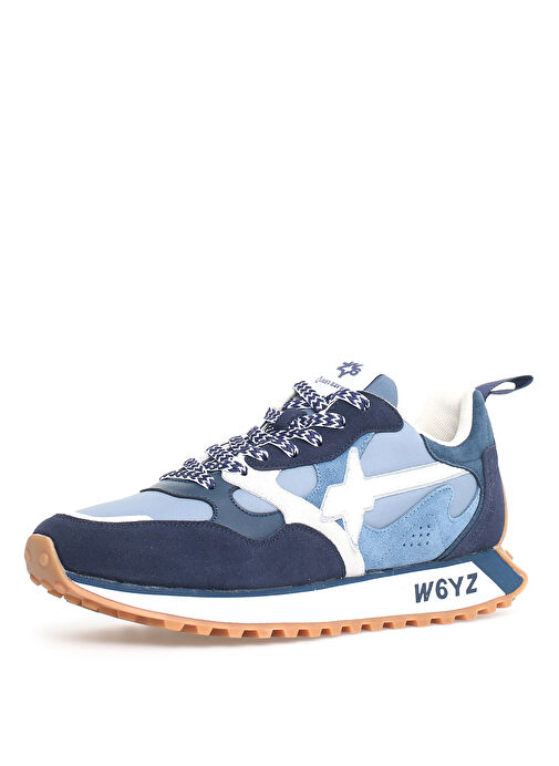W6Yz Mavi-Beyaz Erkek süet Sneaker LOOP-UNI - Görsel 4