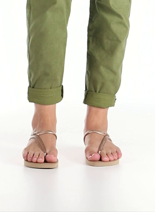 Pembe Altın Kadın Plaj Terliği 40000393581 - Görsel 7